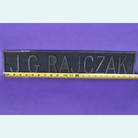 Vintage Solid copper nameplate J. G. Rajczak - Picture 2 of 5
